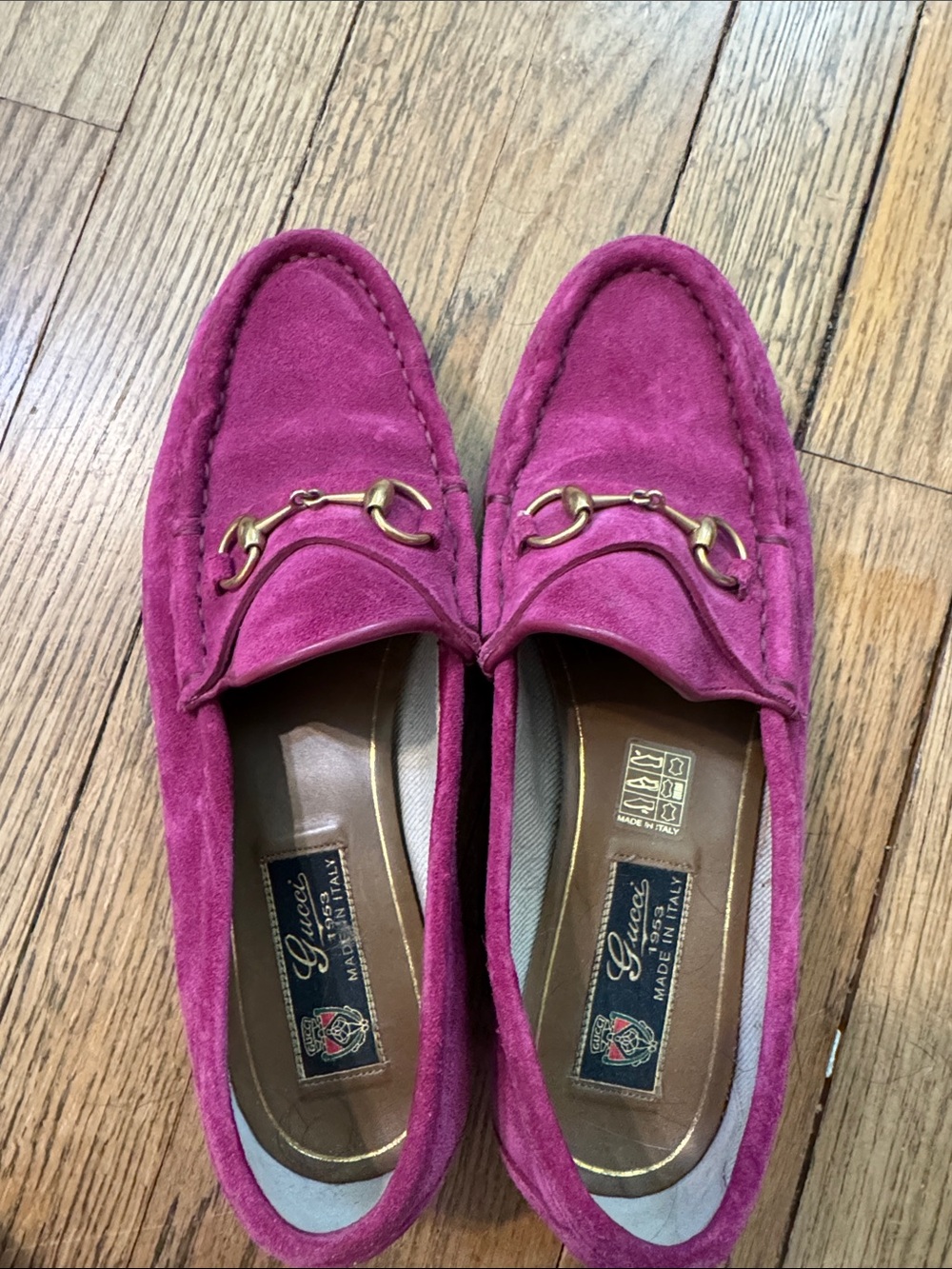 Gucci Fuchsia Suede Horsebit Loafers
